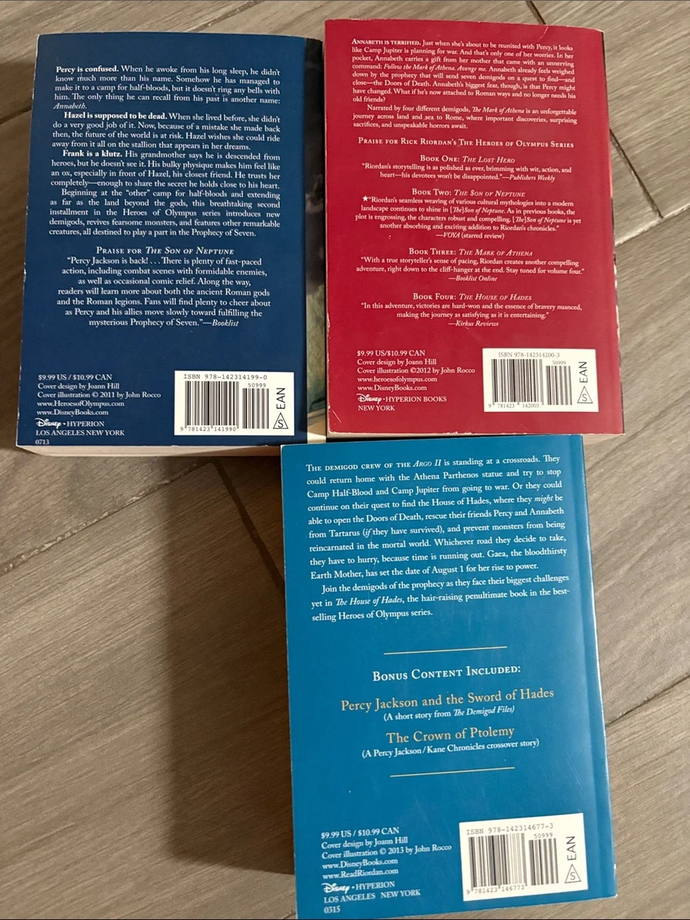 Disney Rick Riordan The Heroes of Olympus Trilogy - Blue, Red, Black Covers